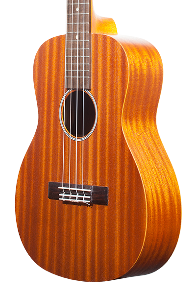 Front close-up on BK-10 body highlighting satin finish on baritone mahogany body