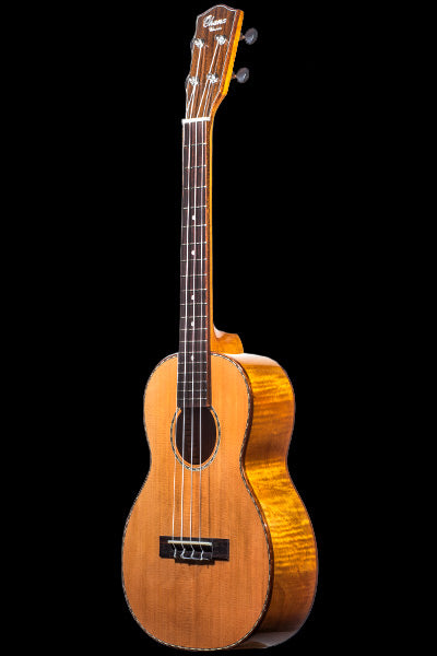 Ohana TK-50MG solid cedar and flamed mahogany tenor ukulele front